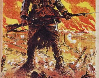 Vintage World War French Military Propaganda Poster Print