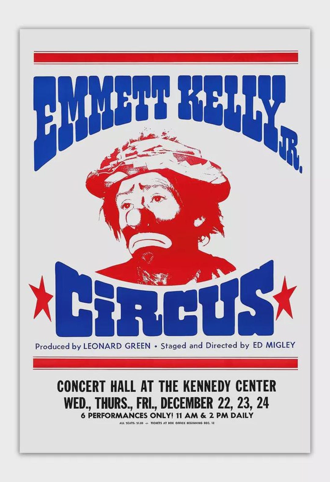 Emmett Kelly Jr. Circus Vintage Poster Print - Etsy