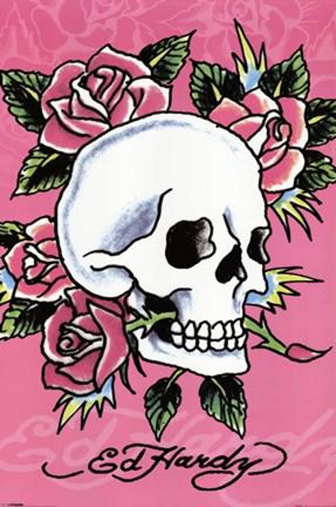 Ed Hardy Pink Skull Tattoo Wall Art Print - Etsy