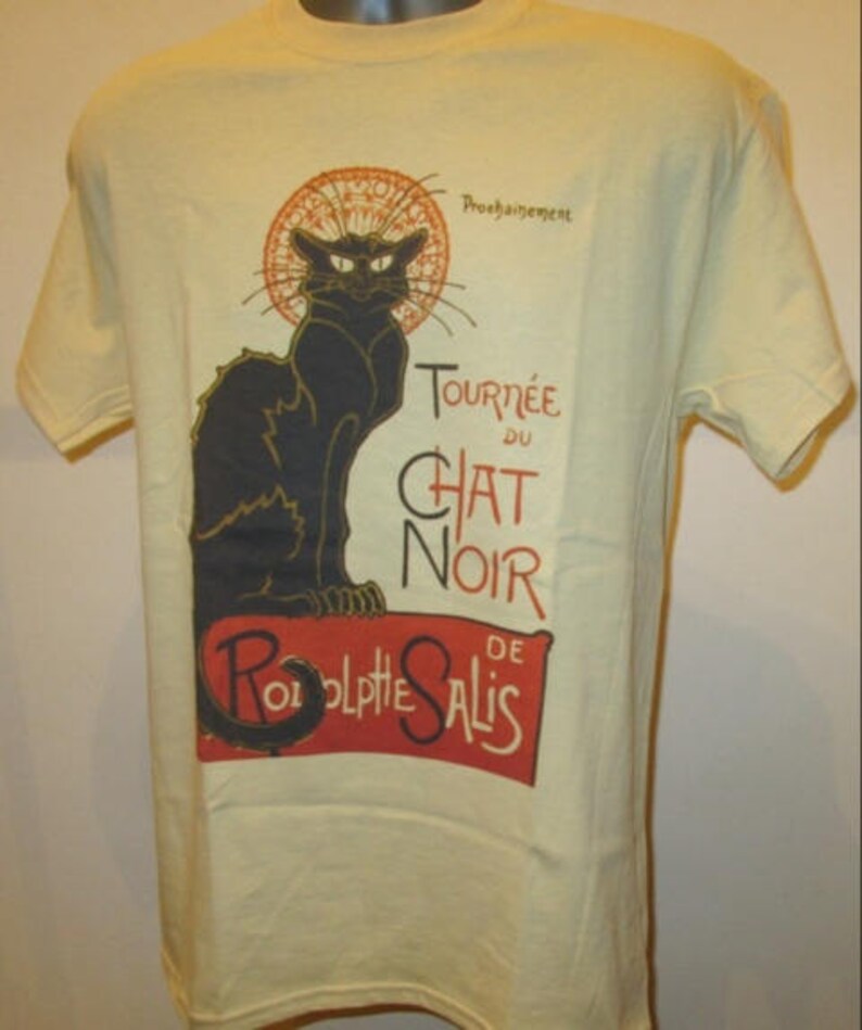 Le Chat Noir Printed Retro T Shirt Theophile Steinlen Vintage Poster Art New W148 Mens Womens Tee