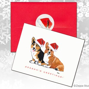 Cartões de Natal Welsh Corgi, cartões de Natal em caixa, cartões de Natal personalizados, cartões de cachorro fofos