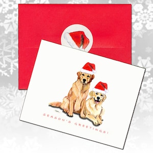 Cartoline di Natale di coppia Golden Retriever, cartoline di Natale in scatola, cartoline di Natale personalizzate