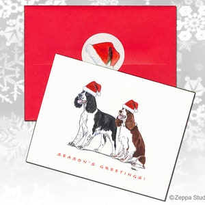 Springer Spaniel Weihnachtskarten, Weihnachtskarten in Box, personalisierte Weihnachtskarten, süße Hundekarten