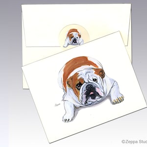 Englische Bulldoggen-Notizkarten, Boxed-Notizkarten, personalisierte Notizkarten