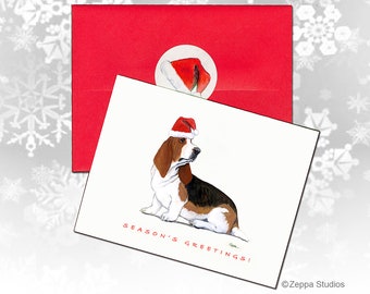 Basset Hound Christmas Cards, Boxed Christmas Cards, Personalized Christmas Cards
