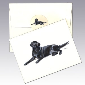 Black Lab Liegende Grußkarten, personalisierte Grußkarten Box von 24