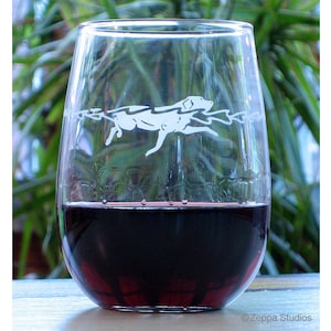 Swimming Dog Stemless Wine Glass, Dog Wine Glass, Stemless Glass, great wedding gift, dog lover gift, anniversary gift