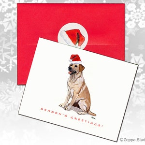 Cartões de Natal amarelos de Labrador, cartões de Natal em caixa, cartões de Natal personalizados, cartões de cachorro fofos