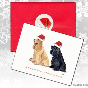 Cartões de Natal do Cocker Spaniel, cartões de Natal em caixa, cartões de Natal personalizados