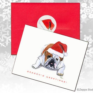 Cartões de Natal Bulldog, Cartões de Natal em caixa, Cartões de Natal personalizados