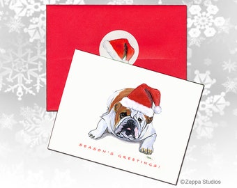Bulldog Christmas Cards, Boxed Christmas Cards, Personalized Christmas Cards