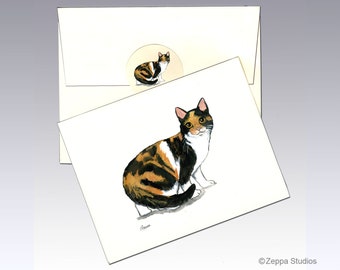 Calico Cat Note Cards, Boxed Note Cards, Personalized Note Cards