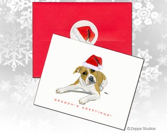 Pit Bull Christmas Cards, Boxed Christmas Cards, Personalized Christmas Cards, Cute Dog Cards