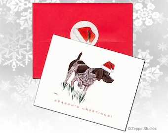German Shorthair Christmas Cards, Box of 8, Personalize Your Cards
