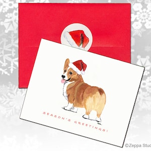 Cartões de Natal Pembroke Welsh Corgi, Cartões de Natal em caixa, Cartões de Natal personalizados, Cartões de cachorro fofos