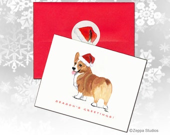 Pembroke Welsh Corgi Christmas Cards, Box of 8, Personalize Your Cards