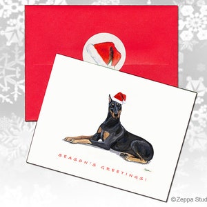 Cartões de Natal Doberman, Cartões de Natal em Caixa, Cartões de Natal Personalizados
