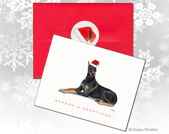Doberman Christmas Cards, Box of 8, Personalize Your Cards