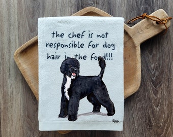 Portuguese Water Dog Kitchen Towel, Super Absorbent Poly-Cotton Velour