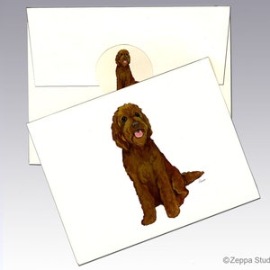 Braune Labradoodle Grußkarten, Boxed Note Cards, Personalisierte Grußkarten