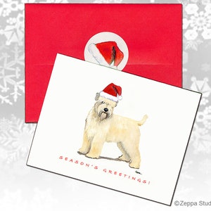 Cartões de Natal de Terrier de trigo revestido macio, cartões de Natal em caixa, cartões de Natal personalizados, cartões de cachorro fofos