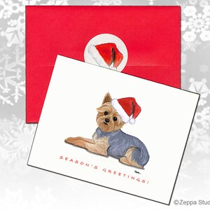 Cartões de Natal de Yorkshire Terrier, cartões de Natal em caixa, cartões de Natal personalizados, cartões de cachorro fofos