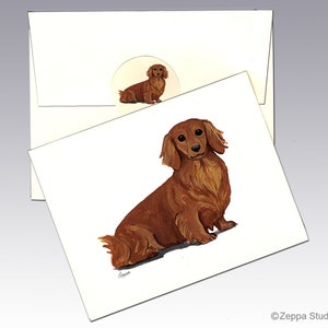 Langhaarige Dackel Grußkarten, Boxed Note Cards, Personalisierte Grußkarten