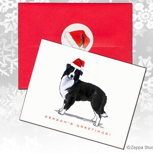 Cartões de Natal Border Collie, cartões de Natal em caixa, cartões de Natal personalizados