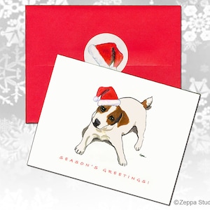 Cartões de Natal Jack Russell Terrier, cartões de Natal em caixa, cartões de Natal personalizados, cartões de cachorro fofos