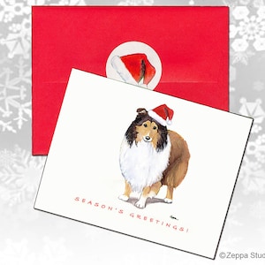 Cartões de Natal Shetland Sheepdog, cartões de Natal em caixa, cartões de Natal personalizados, cartões fofos para cães