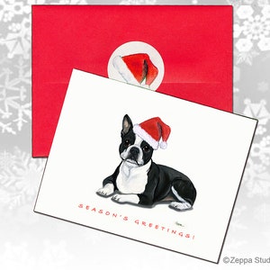 Cartões de Natal do Boston Terrier, cartões de Natal em caixa, cartões de Natal personalizados