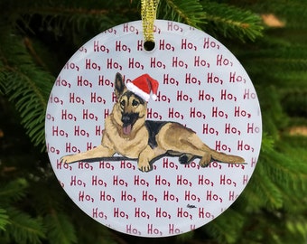 German Shepherd Dog Christmas Ornament, Glass Dog Ornament, Gift for Dog Lovers