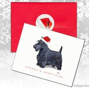 Cartões de Natal do Scottish Terrier, cartões de Natal em caixa, cartões de Natal personalizados, cartões de cachorro fofos
