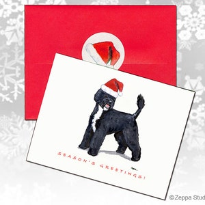 Cartões de Natal para cães de água portugueses, cartões de Natal em caixa, cartões de Natal personalizados, cartões fofos para cães