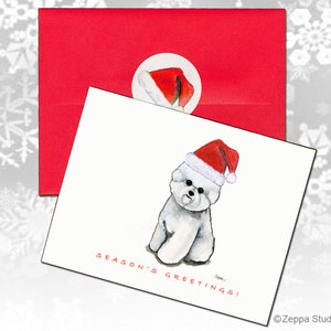 Cartões de Natal Bichon Frise, Cartões de Natal em Caixa, Cartões de Natal Personalizados