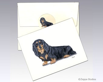 Long Haired Dachshund Note Cards, Boxed Note Cards, Personalized Note Cards