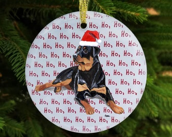 Rottweiler Christmas Ornament, Glass Dog Ornament, Gift for Dog Lovers