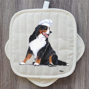 Bernese Mountain Dog Pot Holder Set, Kitchen Gift for Dog Lovers