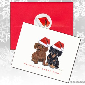 Cartões de Natal Dachshund, Cartões de Natal em caixa, Cartões de Natal personalizados