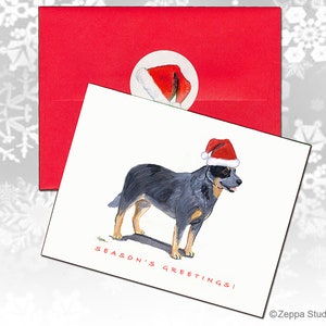 Cartões de Natal Australian Cattle Dog, Cartões de Natal em caixa, Cartões de Natal personalizados