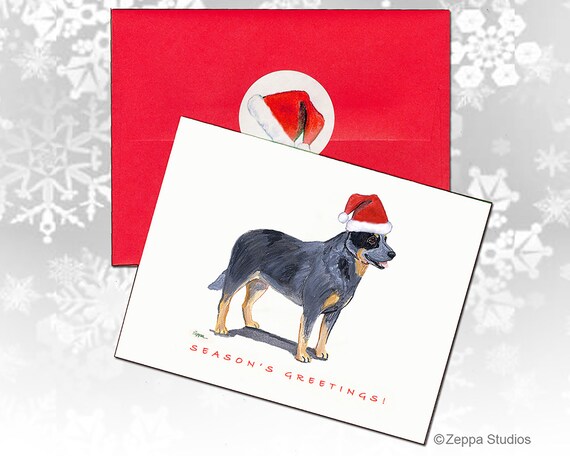 Australian Cattle Dog Christmas Cards, Box of 8, Personalize Your Cards