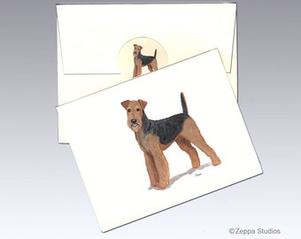 Airedale Note Cards, Boxed Note Cards, Personalized Note Cards