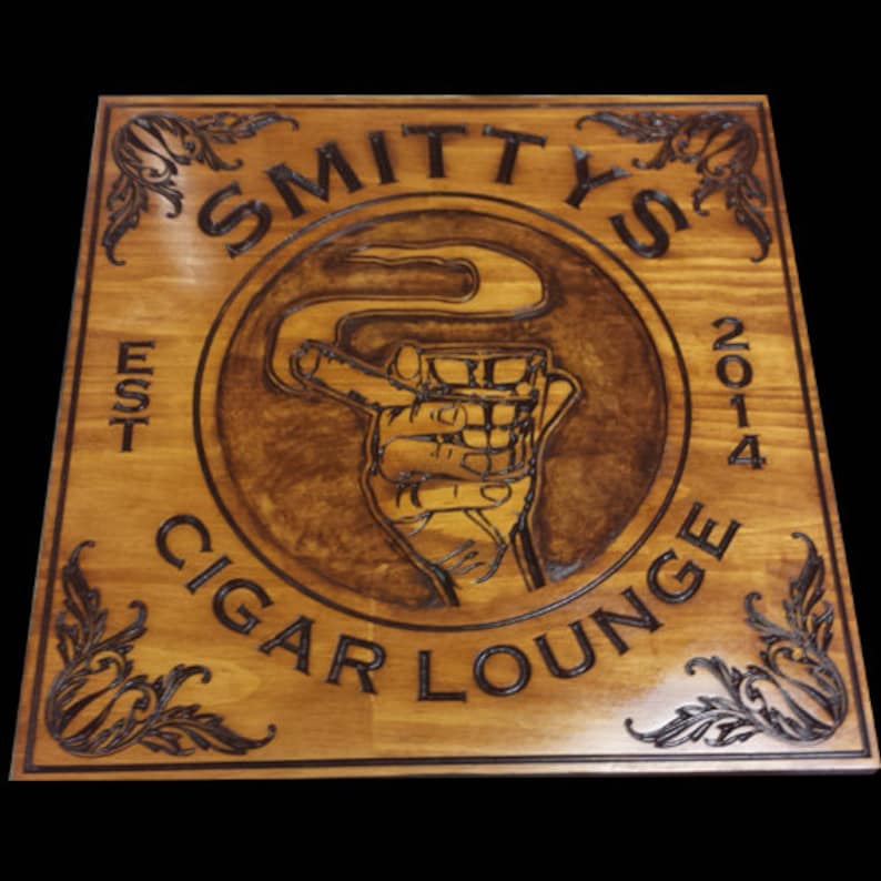 Cigar Bar Lounge Man Cave Personalized Wall Hanging Name Sign Etsy