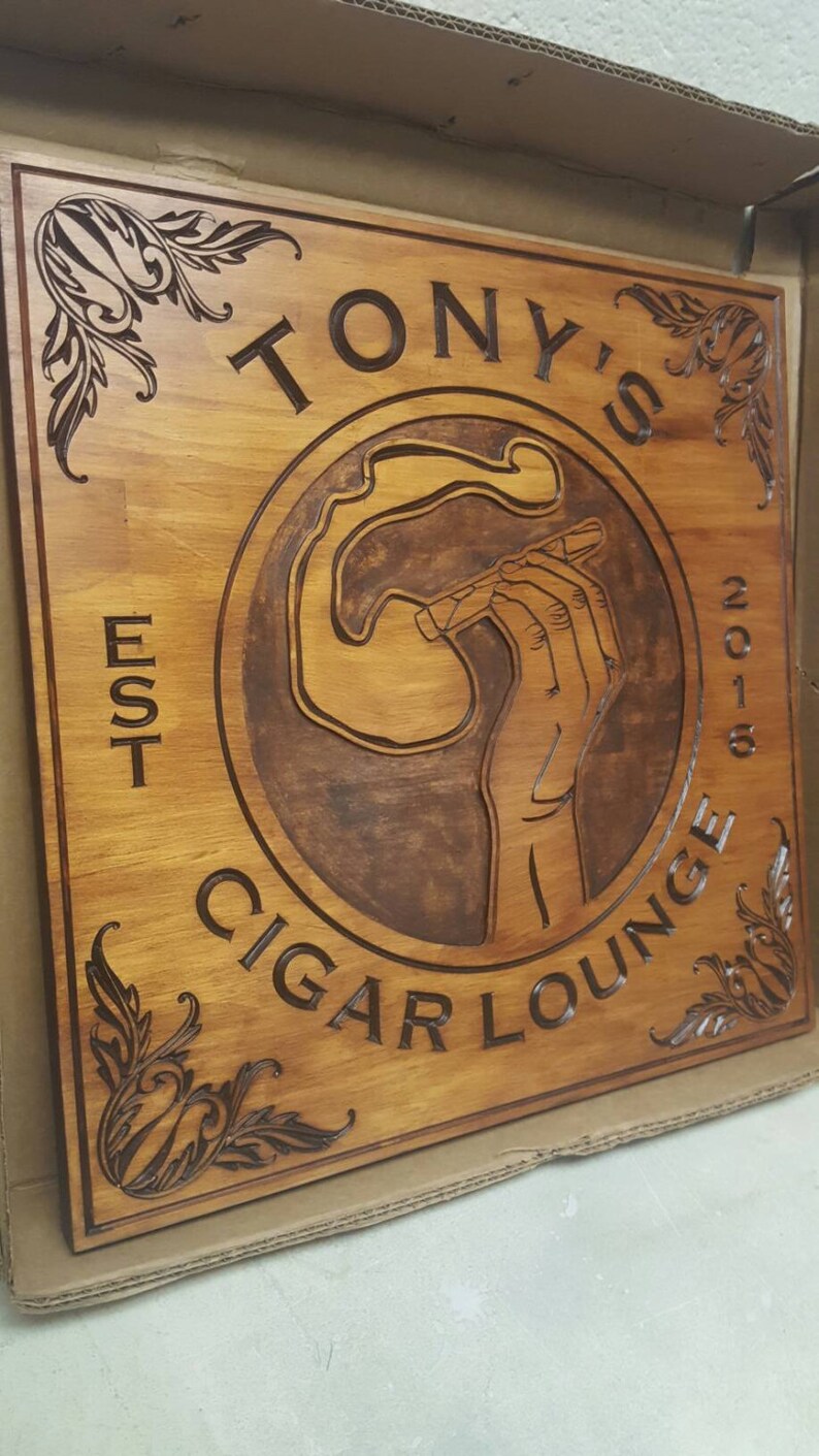 Cigar Bar Lounge Man Cave Personalized Wall Hanging Name Sign Etsy
