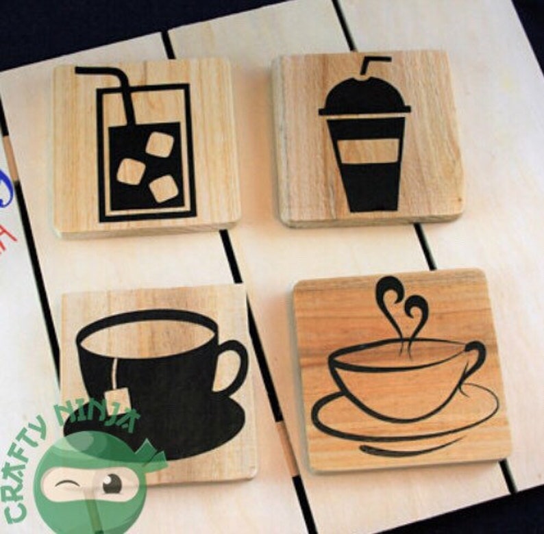 Vinyl Decal Drink Silhouette Coasters Coffee Tea Soda Etsy