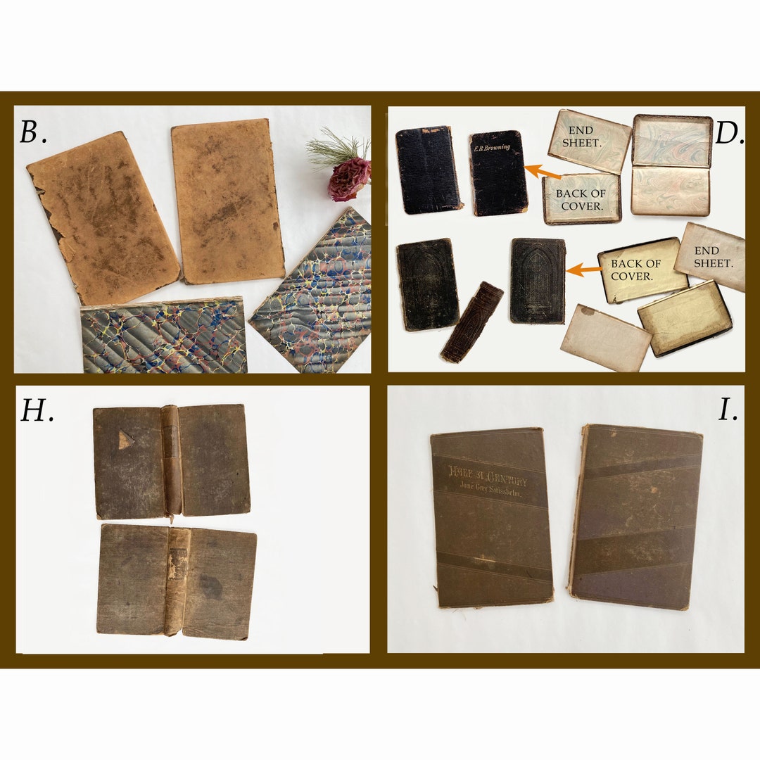 One Left Antique Book Cover Boards Distressed Light Colored Etsy