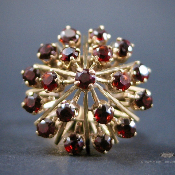 Mid Century Bohemian Garnet 14K Gold Tiered Cockt… - image 8