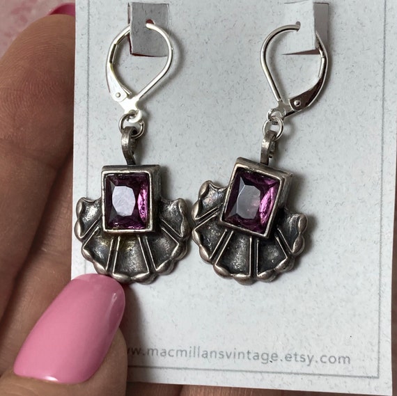 Vintage 1920s Earrings With New Silver Plated Lev… - image 1