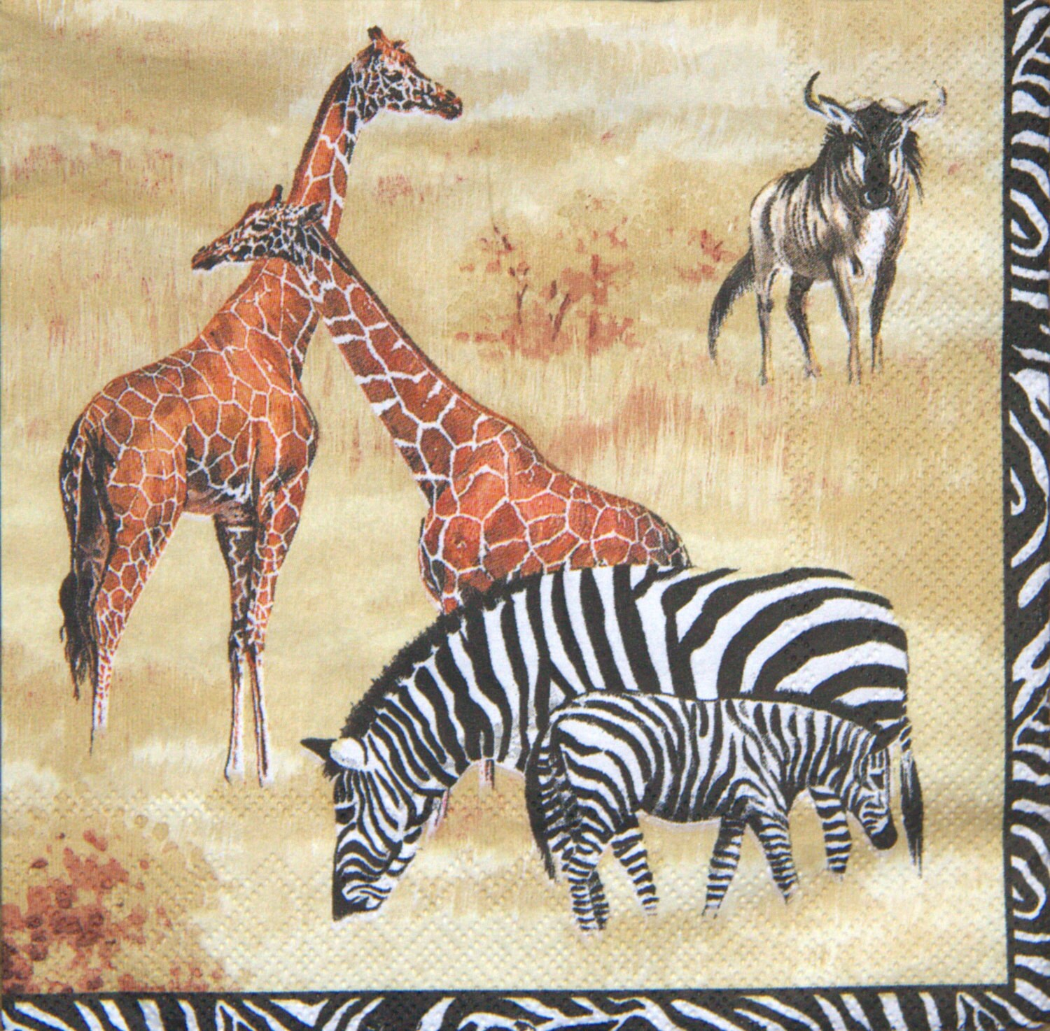5x African paper napkin serviettes No 23. Wild Animals.Ideal Etsy