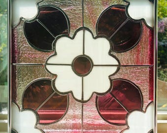 Stained Glass Window - W-337 Traditional Pink Flowers - Etsy 日本